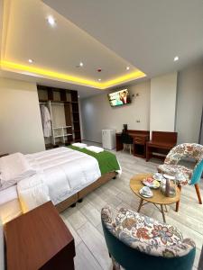 Cama ou camas em um quarto em EL ALAMO, EJECUTIVO Y SPA
