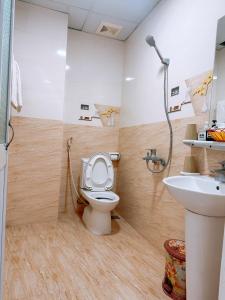 een badkamer met een toilet en een wastafel bij GOLDEN LAND HOTEL in Cat Ba