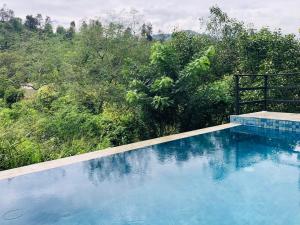 a large blue swimming pool with trees in the background at Wild Resort Ella in Ella