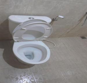 棉蘭的住宿－OYO 93417 Homestay Bunga Rinte Syariah，一间位于客房内的白色卫生间的浴室