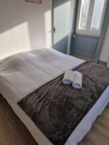 Een bed of bedden in een kamer bij "Le Bisontin", studio cosy au calme, proche de la gare