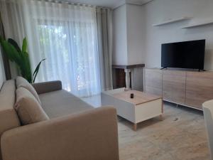 ein Wohnzimmer mit einem Sofa und einem Flachbild-TV in der Unterkunft Apartamento Falésia by Garvetur in Albufeira