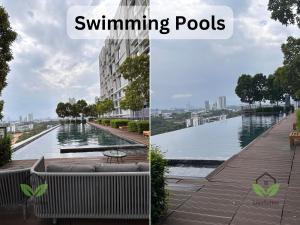 two pictures of a river and a view of a city at Tamarind Modern Duplex Cyberjaya in Cyberjaya