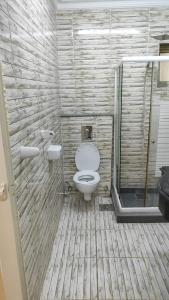 a bathroom with a toilet and a walk in shower at Gardenia compound in Cairo