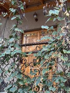 a wooden door on a building with leaves at Art House Boutique Hotel in Khiva