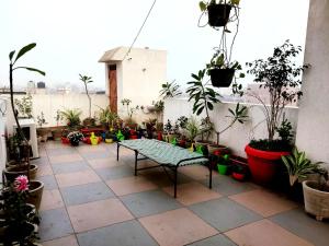 Premium Homestay Near Banke Bihari Ji with Power Backup - Free WiFi - Washing Machine etc的阳台或露台