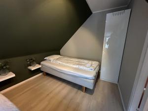 a small room with a bed in a attic at The Green Door H3 in Stavanger