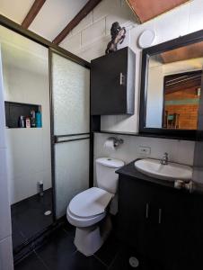 La salle de bains est pourvue de toilettes blanches et d'un lavabo. dans l'établissement Apartasol en San Jerónimo, Ciudadela del Sol - Cammar, à San Jerónimo