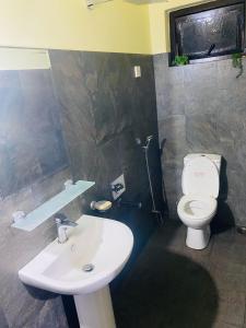 a bathroom with a sink and a toilet at Crown Resort in Nuwara Eliya