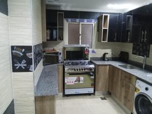 a kitchen with a stove and a sink at The perfect stay in Cairo al muhandesin Nile luxury apartment in Cairo