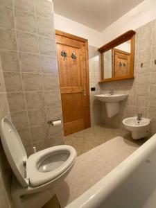 a bathroom with a toilet and a sink at Casa con vista a San Vito di Cadore in San Vito di Cadore