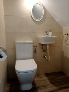 a bathroom with a toilet and a sink at CASA EN EL CENTRO HISTORICO in Nerja