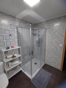 a bathroom with a shower and a toilet at PISO NUEVO EN MOAÑA in Moaña