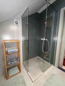 a shower with a glass door in a bathroom at Pale Green in Pale +40 photos