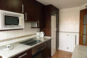 uma cozinha com um micro-ondas e uma bancada em AL 2 hab BR 2 baños 6 pax em Madrid