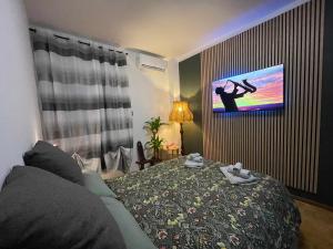 トリエステにあるSunWay Apartmentのベッドと壁掛けテレビのある寝室 +54枚の写真