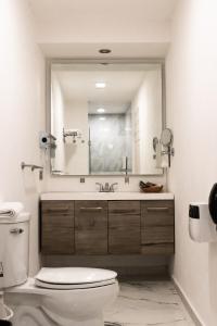 瓜納華托的住宿－Hotel Arthemisa，一间带卫生间和大镜子的浴室