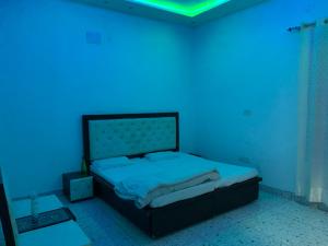 a bed in a room with a blue light at Luxury 4 Bhk Villa Homestays in Patiāla