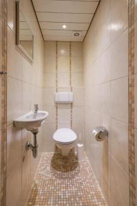 a bathroom with a toilet and a sink at J. Apfeld Ferienwohnungen in Borkum