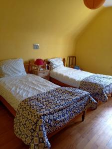 a bedroom with two beds in a room at Room Algo in Algolsheim