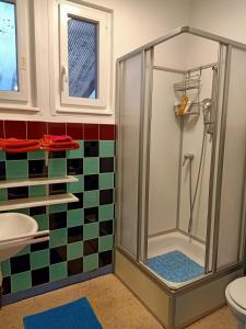 a bathroom with a shower and a sink at Room Algo in Algolsheim +11 photos