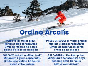 a person is skiing down a snow covered slope at ApartHotel RIALB in El Serrat