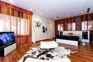 1 dormitorio con 1 cama y TV en una habitación en New Play Lake Villa en Salou