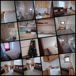 a collage of photos of a bathroom with a christmas tree at Apartmani "DA HOX" Vlašić 2 in Vlasic