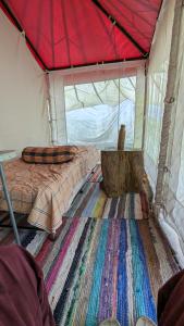 a bedroom with a bed in a tent at Pinwheel Retreat in Lansdowne