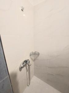 eine Dusche mit Duschkopf im Bad in der Unterkunft Mary cozy house in Athen