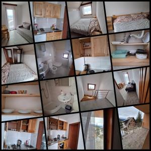 a collage of photos of a kitchen and a bathroom at Apartmani "DA HOX" Vlašić 1 in Vlasic