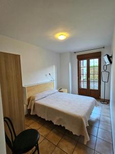 a bedroom with a bed and a chair in it at Hostal JP y Estudios in Sangüesa