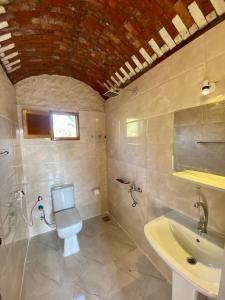 La salle de bains est pourvue de toilettes et d'un lavabo. dans l'établissement Siwa Palace Lodge, à Siwa