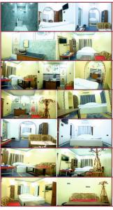 een collage van verschillende foto's van bedden en meubels bij Mithila Thali By Chef Santosh Shah in Janakpur