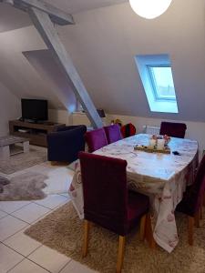 Telewizja i/lub zestaw kina domowego w obiekcie Appartement spacieux à Ingersheim avec vue sur jardin, 100 m²