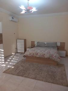 a bedroom with a bed and a ceiling fan at Chambre Chez Jean in Nouakchott