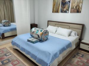 Postel nebo postele na pokoji v ubytování Madinty amazing view 2 rooms fully air-conditioned apartment at Madinty city for families only مدينتي