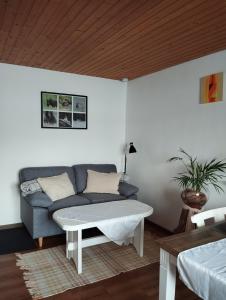 - un salon avec un canapé et une table dans l'établissement Ferienwohnung Karin Humer, à Bad Ischl
