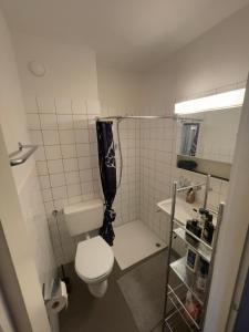 Suncatcher Studio في برن: حمام صغير مع مرحاض ومغسلة