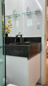 eine Küche mit Spüle und Arbeitsplatte in der Unterkunft Espaçoso, moderno e excelente localização in Belém