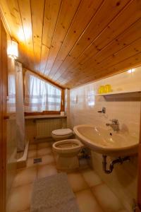 un bagno con un water e un lavandino di Appartamenti Césa Col De Pin a Canazei Altre 39 foto