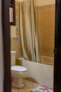 a bathroom with a toilet and a tub and a shower at Residencia Sofmel in Copán Ruinas