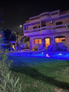 a large house at night with blue lights at Paradise house in Marrakesh