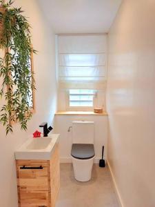 La salle de bains est pourvue de toilettes et d'un lavabo. dans l'établissement ANAA Villa - Tropical experience, à Atiha