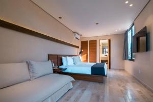 TV a/nebo společenská místnost v ubytování Faisano Boutique Hotel by Cruz Hoteles