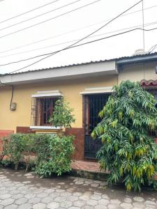 a house with two windows and a tree in front of it at Apartamento El Madroño in León