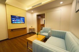 TV a/nebo společenská místnost v ubytování Hotel Turmeric