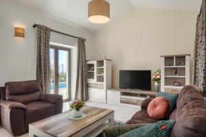 a living room with a couch and a tv at VILLA ISTRA in Kaštelir