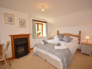 a bedroom with a bed and a fireplace at 2 Bed in Wedmore 53989 in Wedmore