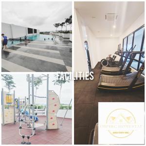 a collage of pictures of a playground with a slide at ORPHIC Homestay @ Bandar Country Homes, Rawang in Rawang